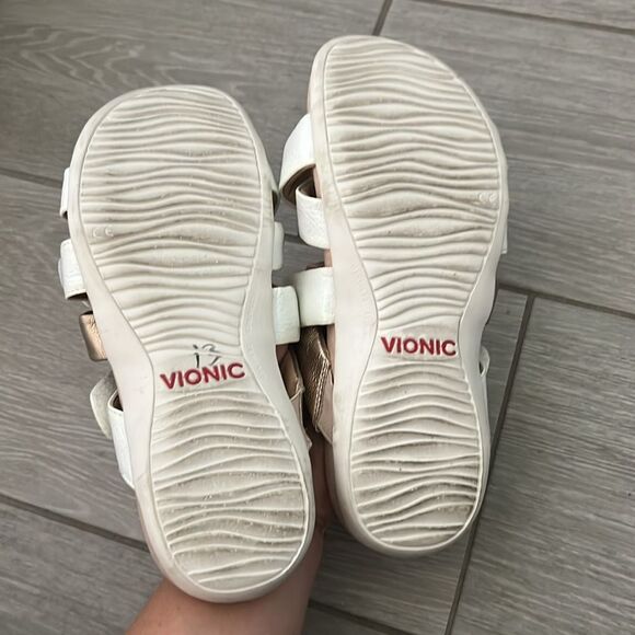 Vionic Hadlie Women's Orthotic Slide Sandals size 8 White and Gold - Picture 6 of 6